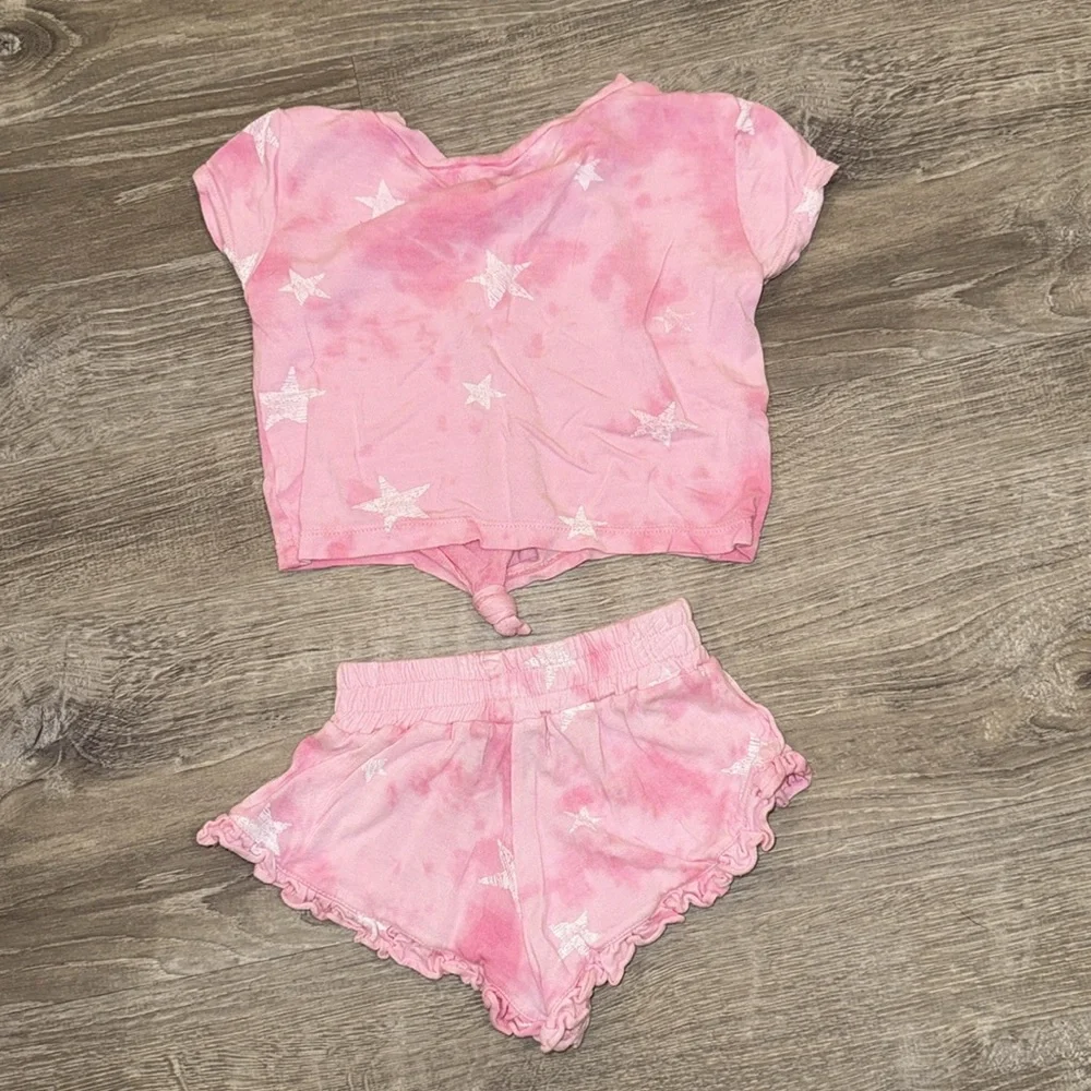 FBZ Pink Star Tie-Dye Top and Shorts Set